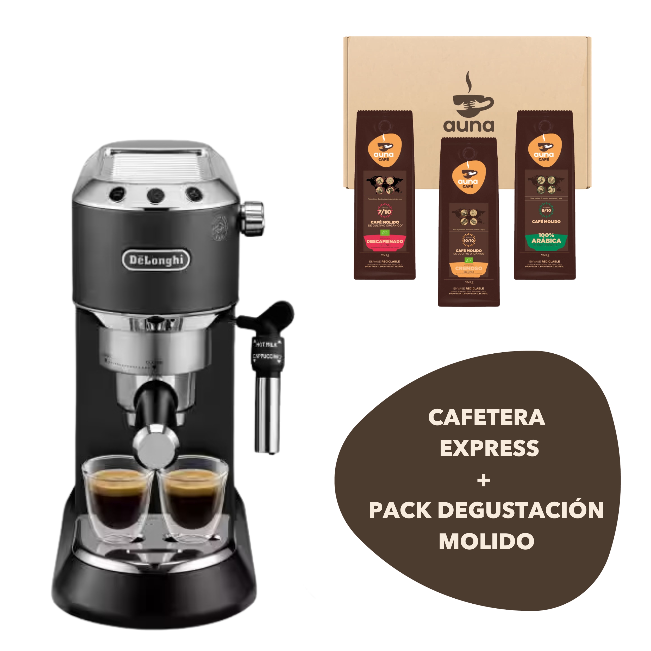 Cafetera Express con Pack Degustación Molido